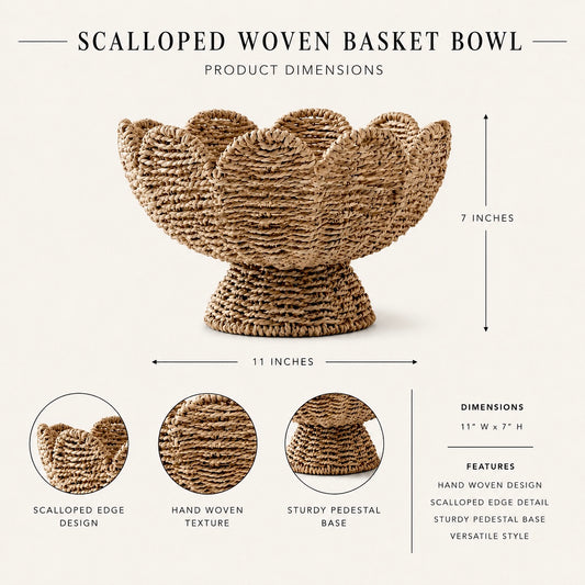 Scalloped Woven Basket Bowl