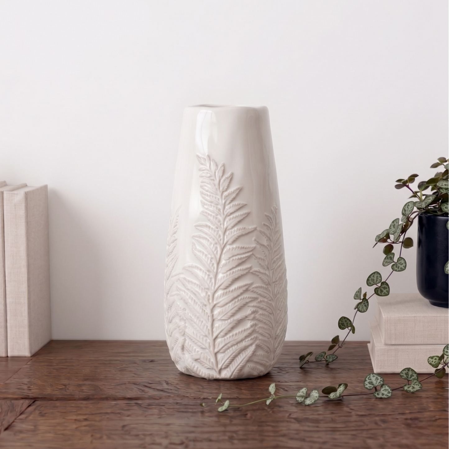 White Fern Vase