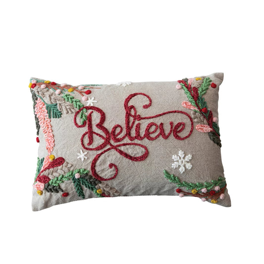 Believe Embroidered Pillow