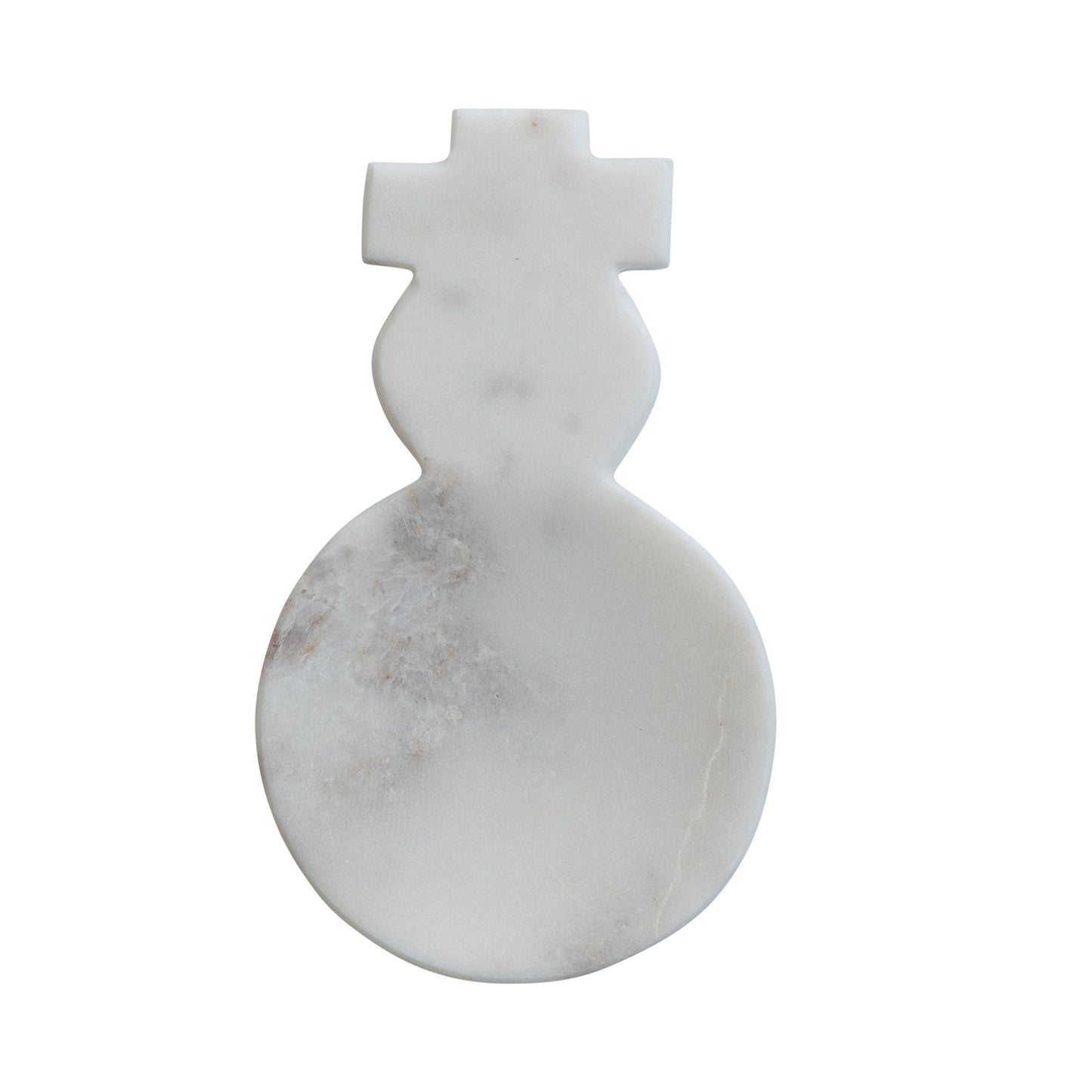8"L x 4-3/4"W Marble Snowman Shaped Spoon Rest, White