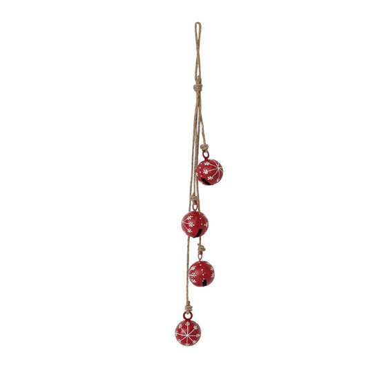 Jute Rope Door Hanger with Hand-Painted Metal Jingle Bells