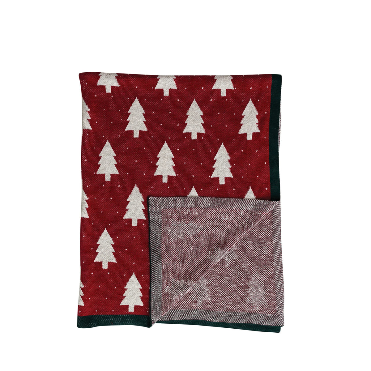 Cotton Knit Red Tree Blanket