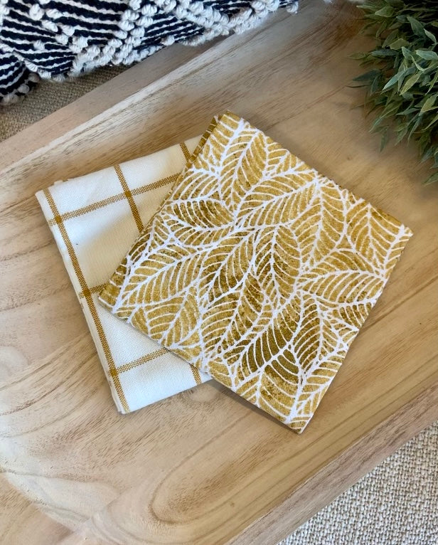 S/2 Yellow Pattern Towels